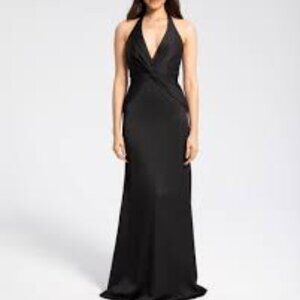 Hayley Paige Occasions Black Formal Gown with Twist Waist Detailing - size 12